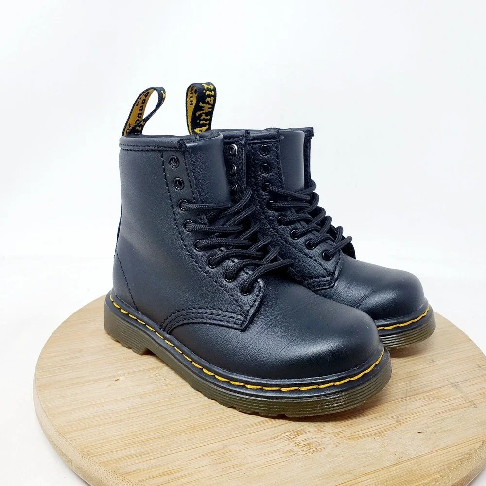 Dr Martens 1460 Boots Kids 8 Toddler Black Lace Up 8 Eye Little Boys Girls Shoes